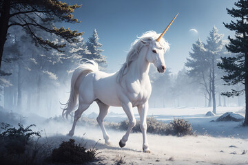 Obraz na płótnie Canvas Unicorn in the snow