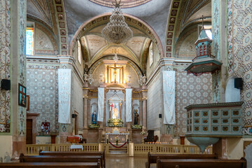 Fototapeta na wymiar Interior of the Church of Mineral de Pozos in Guanajuato Mexico