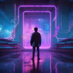 man in the  future night-Created using Generative AI