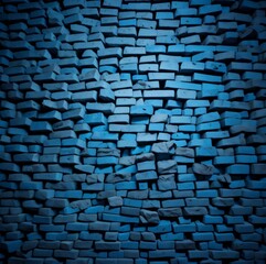 blue stone bricks wall background, beautiful light at the center. Generative AI