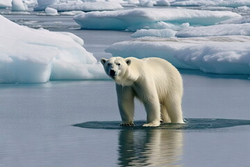 Fototapeta na wymiar Polar Bear on ice, global warming concept