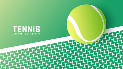 Tennis ball on net , Simple flat design style  ,Illustrations for use in online sporting events , Illustration Vector  EPS 10
