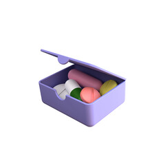 3D icon rendering on a medicine box with a colorful background.