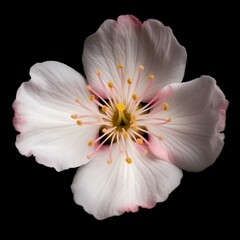 Fototapeta na wymiar Single Cherry Blossom Isolated on Dark Background | Generative AI Artwork