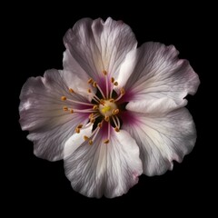 Fototapeta na wymiar Close-up of Cherry Tree Blossom on Black | Generative AI Image