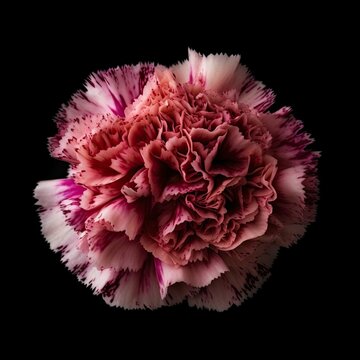 Single Carnation Flower Isolated on Dark Background | Generative AI Artwork