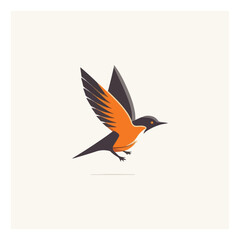 Flying Wings Bird Logo simple minimalist abstract design vector template. Bird logo design
