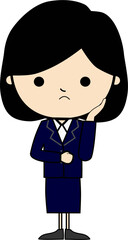 考える女性のイラスト