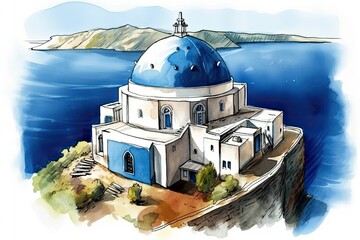 quaint church situated on a picturesque island. Generative AI