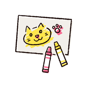 クレヨンで描いた絵のシンプルな手描きベクター線画イラスト