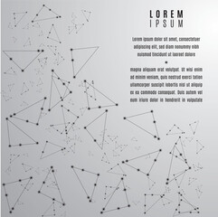 White background. Plexus effect. Abstract connect. Wireframe mesh polygonal background. Connected lines and text. Connection Structure. Geometric Modern Technology Concept. Digital Data Visualization.