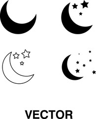 Moon vector icon set illustration on white background 