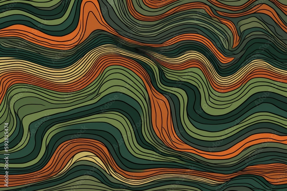 Wall mural abstract wavy lines background. Generative AI