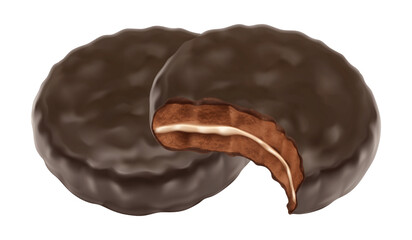 Realistic sandwich  cookies with chocolate icing 3D Icon 