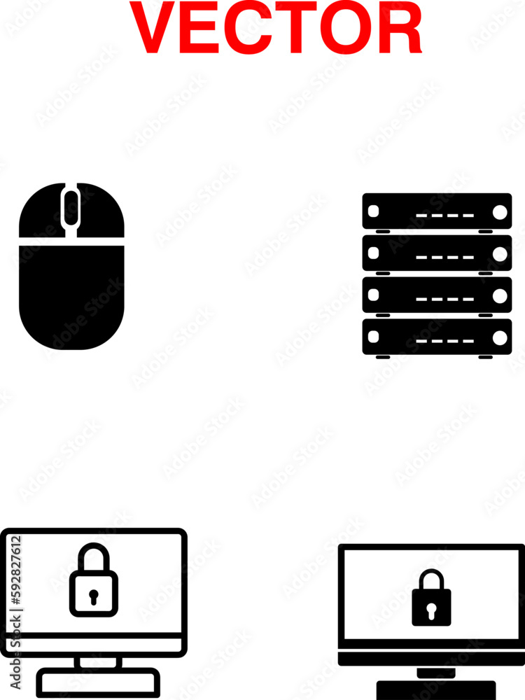 Poster computer icon set vector illustration on white background..eps