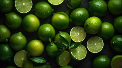 Fresh Lime, Healthy Choices, Top-Down View of Fresh Vegetable Assortment - Generative AI