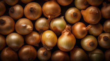 Fototapeta premium Fresh Onions, Nature's Kitchen, Top-Down Mockup of Fresh Vegetable Collection - Generative AI