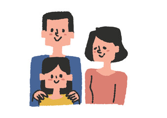 一人娘がいる家族のイラスト素材