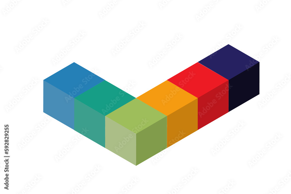 Poster infographic element colorful object icon 3dbox and ribbon.