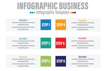 Six rectangle timeline steps or option workflow infographic plan concept design vector with icons. Business roadmap timeline network project template for presentation and report.