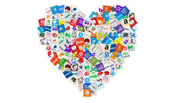 social media, stock image, Social media design in heart