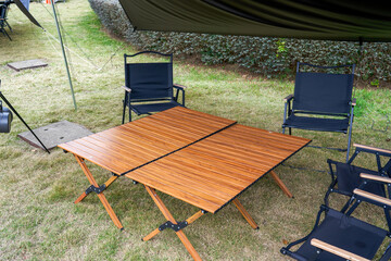 Leisure tables and chairs for outdoor camping - obrazy, fototapety, plakaty