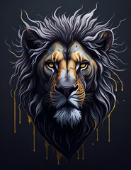 Obraz premium Splash art a lion head Generative AI