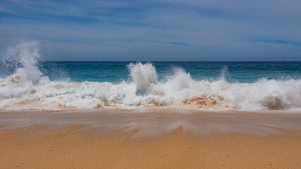 caribbean summer seascape vacation. summer seascape with sand and sea.