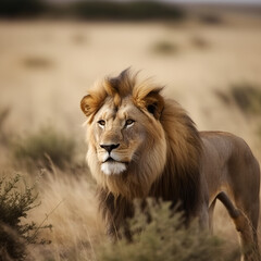 Obraz na płótnie Canvas male lion in the grass