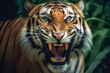 A beautiful tiger portrait in a jungle