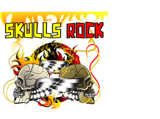  skulls rock fire rock text desing