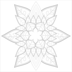 Mandala art for Coloring Books. Hand drawn flowers in zentangle style for t-shirt design or tattoo and coloring book