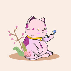 Kawaii Cute Kittens cat vector design Cat cartoon sticker for greeting element design