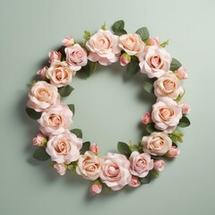 Close-up of blooming roses wreath
