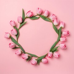 Obraz na płótnie Canvas Close-up of blooming tulips wreath