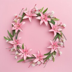 Fototapeta premium Close-up of blooming lilies wreath