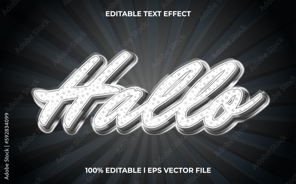 Poster hallo 3d text effect and editable text, template 3d style use for trendy tittle