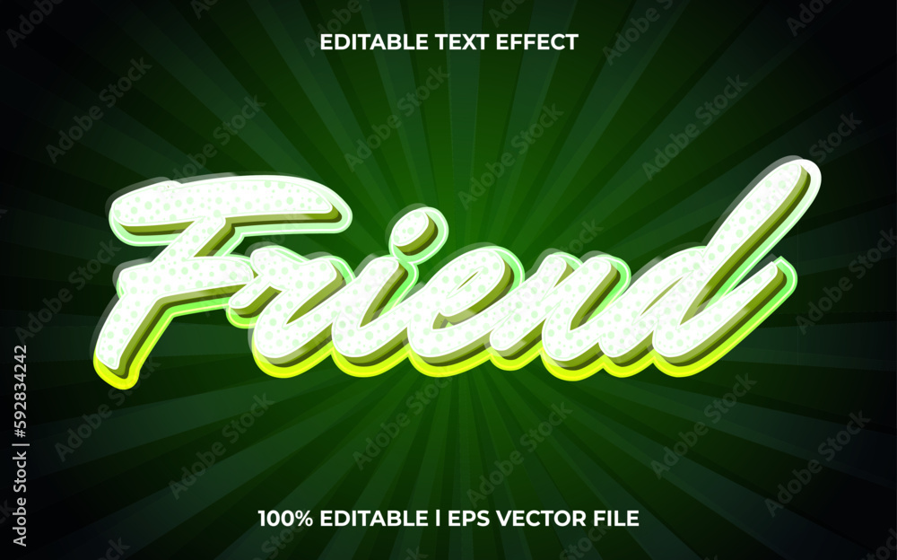 Aufkleber friend 3d text effect and editable text, template 3d style use for tittle