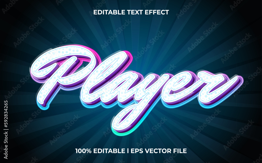 Poster player 3d text effect and editable text, template 3d style use for game tittle