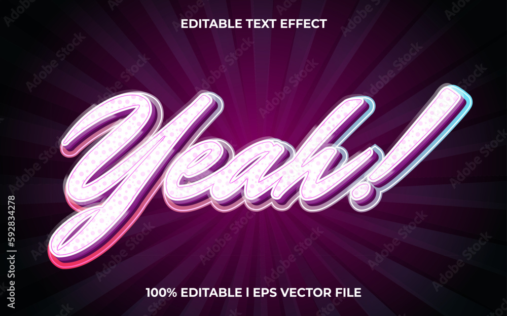 Poster yeah 3d text effect and editable text, template 3d style use for trendy tittle