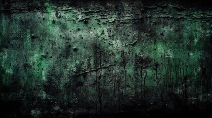 Black green grunge background. Dark dirty texture. Rough green background with copy space for design