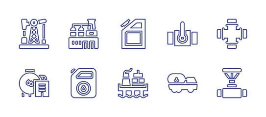 Fototapeta na wymiar Oil and gas industry line icon set. Editable stroke. Vector illustration. Containing pump, factory, gasoline, pipe, oil, petrol, oil platform, truck, pipeline.
