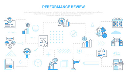 Obraz premium performance review concept with icon set template banner with modern blue color style