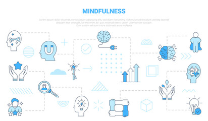 Fototapeta na wymiar mindfulness concept with icon set template banner with modern blue color style