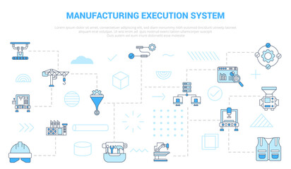mes concept with icon set template banner with modern blue color style