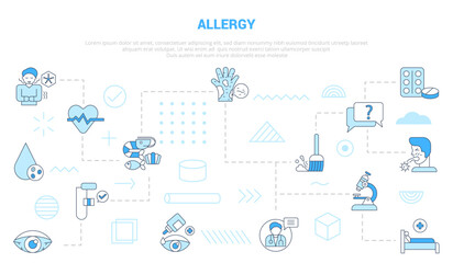 allergy concept with icon set template banner with modern blue color style