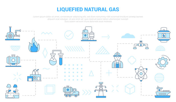 lng concept with icon set template banner with modern blue color style