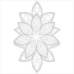 Zentangle drawing of flowers in black and white for coloring book. Hand Drawn Flowers for Adult Anti Stress of coloring page in Monochrome Isolated in white background
