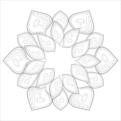 Zentangle drawing of flowers in black and white for coloring book. Hand Drawn Flowers for Adult Anti Stress of coloring page in Monochrome Isolated in white background