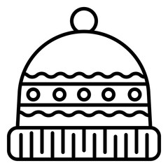 Winter beanie icon in black outline style